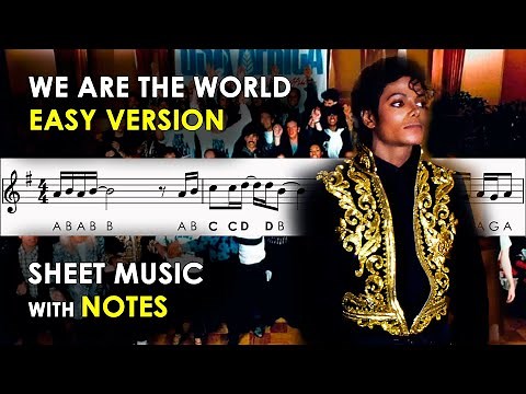 We Are the World | Sheet Music with Easy Notes for Recorder, Violin Beginners Tutorial
