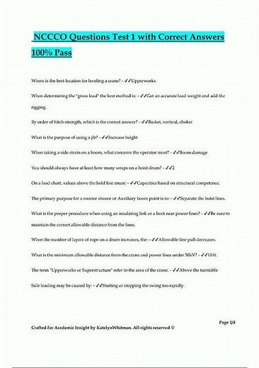 NCCCO Questions Test 1 with Correct Answers 100 Pass725 new video