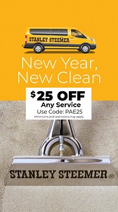 Step into the new year and make your home sparkle with $25 off any service with code PAE25 ✨ . . . Restrictions may apply. Offer must be presented at the time of scheduling. Cannot combine with other offers | Stanley Steemer