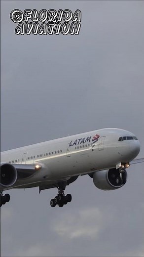 Boeing 777 LATAM Airlines Closeup Landing at Miami Int'l Airport - Plane Spotting in 4K