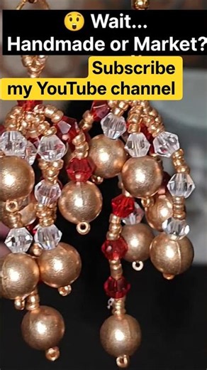 DIY Red & Gold Beaded Earrings | Handmade Earrings Tutorial | Easy DIY Jewelry #Shorts