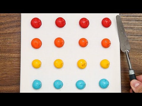 How to Very Easy & Simple Acrylic Painting In 4 Colors For Beginners on Canvas #913｜Oddly Satisfying