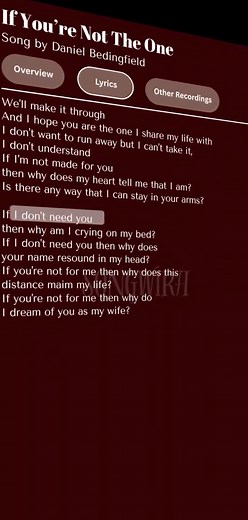 If You're Not The One Lyrics - Daniel Bedingfield