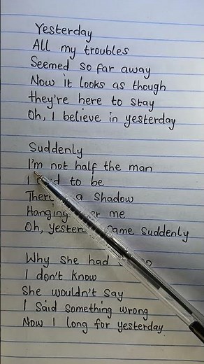 Yesterday song by the Beatles #Yesterday #thebeatles #lyrics #ytshorts