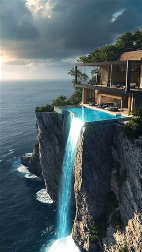 Paradise on the Edge: Infinity Pool Waterfall into the Ocean