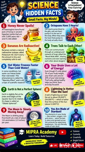 10 Amazing Science Facts You Never Knew! 🤯🔬 | Hidden Science Facts for Kids | MIPRA Academy 🏆
