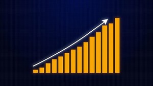 Download Graph going up. Rising bar graph, Financial graph analysis. Full HD. 4K for free