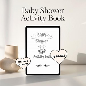 Baby Shower Digital Template Activity Book, Baby Shower Activity Book, Baby Shower Editable and Printable Digital Product, Coloring Booklet - Etsy
