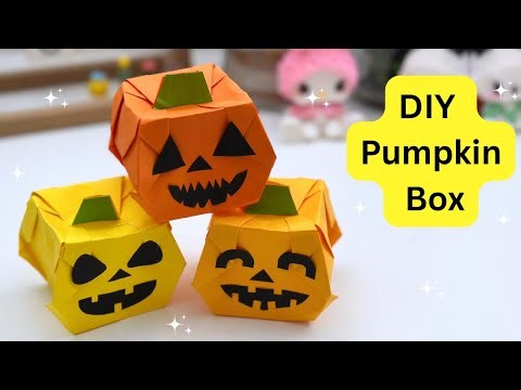 How To Make Easy Paper Halloween PUMPKIN TREAT Gift Box For Kids / Paper Craft / KIDS crafts