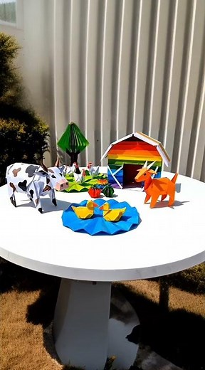 Colorful Origami Farm – Creative Paper Art Showcase #origami #homemadepapercraft