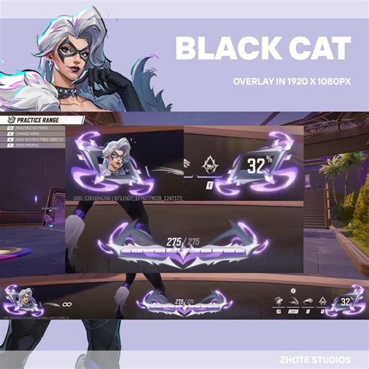 Animated Black Cat Overlay | Marvel Rivals Overlay Inspired | Streamer Graphics | Marvel Rivals Hud Overlay | Vtuber Assets | Obs - Etsy