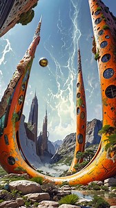 2.1K views · 1.6K reactions | When an alien tripod decides to launch its metallic creation, the universe watches. Sparks fly, the orb soars, and a UFO comes to greet it—because why wouldn’t it? This is cosmic chaos at its finest! #scifi #scifiart #alienworld #tripod #cosmicadventure #alienlandscape #electricity #orb #ufo #alienmeetup | ai.scifi.future | Facebook