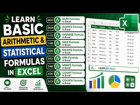 Learn Basic Arithmetic & Statistical Formulas in Excel