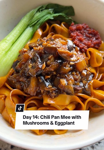 Delicious Vegan Chili Pan Mee Recipe with Mushrooms & Eggplant