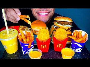 ASMR MCDONALD'S NACHO CHEESE FRIES HASH BROWNS BIG MAC FISH FILET MUKBANG EATING SHOW SOUNDS