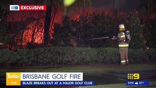 A building at a Brisbane golf club has gone up in flames overnight, lighting up the night sky. READ MORE: https://nine.social/spI #9News | WATCH LIVE 5.30pm | 9 News Gold Coast