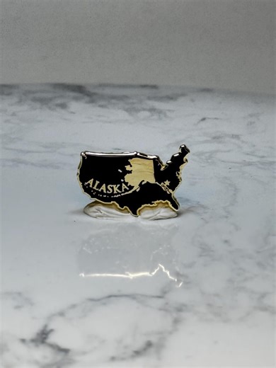 Alaska USA Map Enamel Pin: Black & Gold - State Travel Accessory - Etsy
