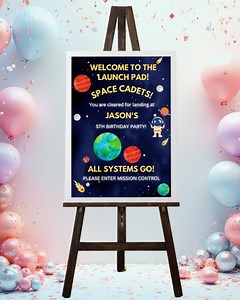 Space Birthday Welcome Sign, Astronaut Party Decor (instant Download) - Etsy