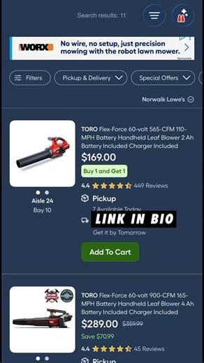 Link Bio Act Fast Buy $169 Toro 60v Blower Battery & Charger Get 60v 5ah battery! #lowespartner