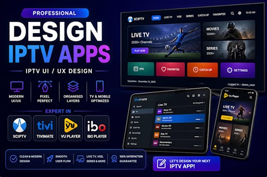 Fazytv: I will design iptv apps in figma iptv ui ux design xciptv tivimate vu player ibo player for $10 on fiverr.com