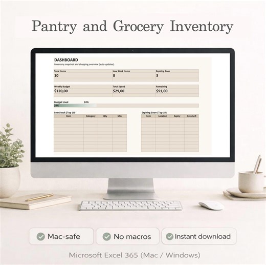 Grocery Budget   Pantry Inventory (excel) – Food Stock   Expiration Tracker Dashboard - Etsy