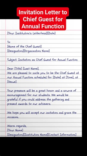 109K views · 607 reactions | Invitation Letter to Chief Guest for Annual Function #trendingreels #education #virals #Letters #application | English Class | Facebook