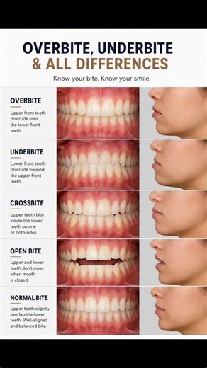 overbite underbite & differences know your bite know your bite #shorts #dentist