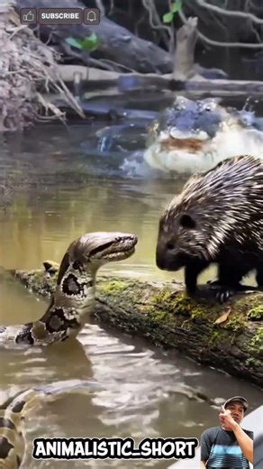 Tiga Predator Bertemu di Danau! Buaya, Landak & Python Saling Tatap, Siapa Menyerang Duluan?