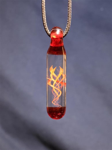 Hand-blown Fire Vortex Pendant With Orange and Red Tendrils. Comes With Necklace and Box. - Etsy