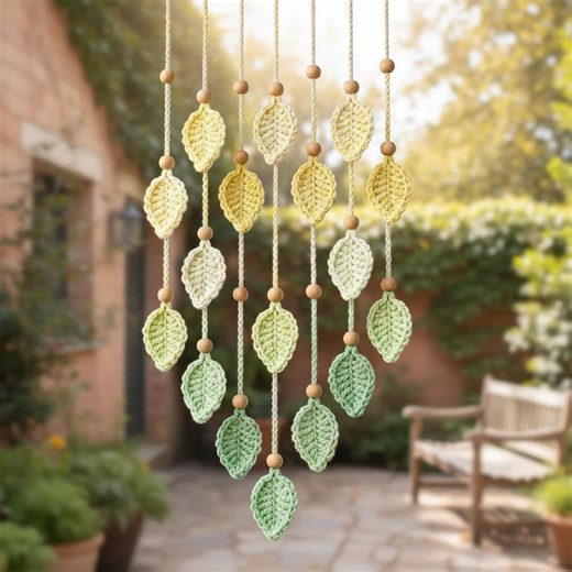 Crochet Leaf Curtain Pattern | Boho Window Hanging (PDF Download) - Etsy Canada