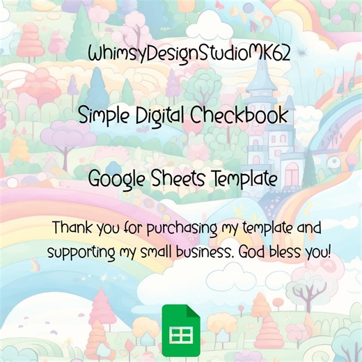 Simple Digital Checkbook Template, Google Sheets, Personal Finances, Budget Organizer, Financial Tracker - Etsy