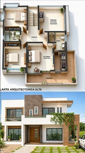 🔔🔥Plano de Casa Moderna DE DOS PLANTAS