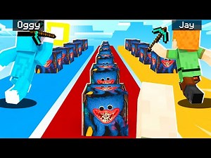 HUGGY WUGGY LUCKY BLOCK RACE WITH OGGY IN MINECRAFT!