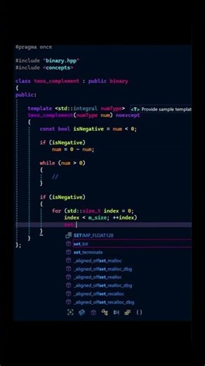 Implementing 2’s and 1’s complement in C++