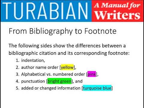 Turabian 9 Style : Part Two: Citations: Bibliography & Footnotes