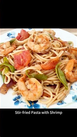 番茄虾仁炒意面，酸甜微辣，鲜香浓郁超开胃 | Tomato and shrimp stir-fried pasta