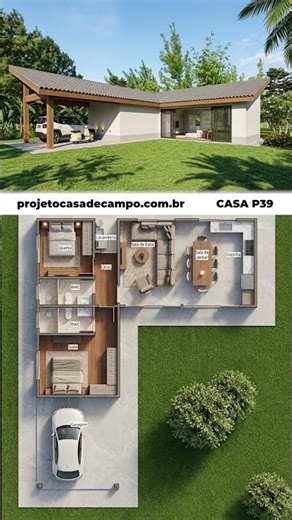 Edícula em L com 2 Quartos - Casa P39