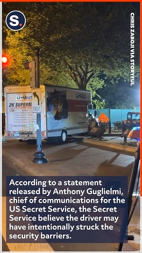 4K views · 26 reactions | The US Secret Service said a U-haul driver was detained in Washington, DC, late on Monday, May 22, after the truck collided with barriers near the White House. | storyful | Facebook