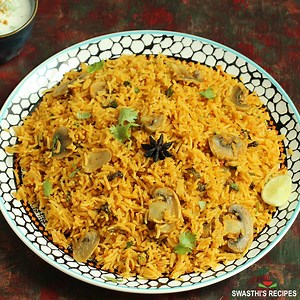 Mushroom Biryani Recipe - Swasthi's Recipes
