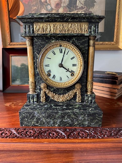 Antique Ansonia Mantel Clock 1882 | Black Iron Case | Classical Figural Frieze | Serviced Mechanical Clock - Etsy