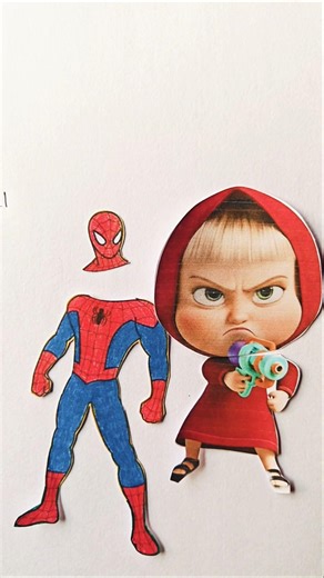 Red ♥️ spiderman gun masha sis face add 🤣😂 #masha #usa #drawing #canada #spiderman #ytshorts