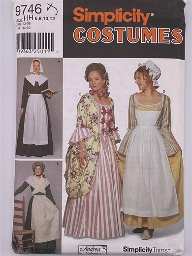 Colonial, Pilgrim & 18th Century Dresses (1700s), Vintage Sewing Pattern Simplicity 9746, Misses Sizes 6–20, Factory Folded - Etsy