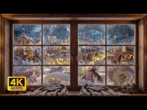 4K Whoville Christmas Village Window View - Cozy Snowfall & the Grinch Ambience - Relax & Study