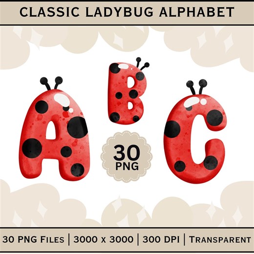 Classic Ladybug Alphabet A-Z | Red Insect ABC Letters PNG for Kids Learning Crafts Decor - Etsy