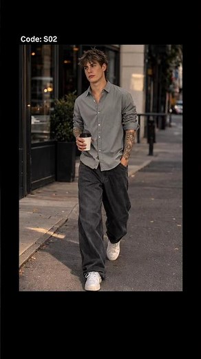 Grey Men's Shirt Outfit #mensclothing #genz #streetstyle
