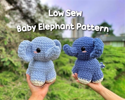 Low Sew Baby Elephant Plushie Crochet Pattern | Amigurumi Standing Animal Project - Etsy Denmark