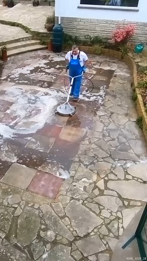 Restoring Pink and White Garden Slabs #pressurewashingservices #pressurewashing #professionalpressurewashing #cleaningservice | Mr. Jet Washing