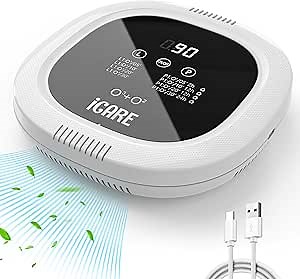 Ozone Odor Eliminator for Strong Odor 10,000mAh Rechargeable Cat Litter Deodorizer Dog Poof Odor Removal Ionizer Air Purifier for Home Toilet Kitchen Pets Shoe Smoke Car Formaldehyde Air Freshener