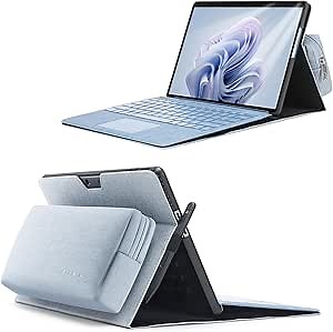 Omnpak Case for 13" Microsoft Surface Pro 11/10/9, with Accessory Pocket | Stylus Holder, Multiple Angle Viewing, Shockproof Protective Compatible with Type Cover Keyboard, Keyboard Not Included