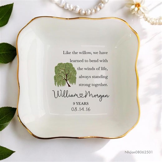 Personalized 9th Anniversary Willow Tree Gift Dish-wedding Gift-newlywed Gifts for Couple - Etsy